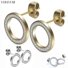 Великолепная Мода, серьги из нержавеющей стали, ювелирные изделия в богемном стиле, резина, кристалл, Круглый Круг, милые серьги-гвоздики для женщин