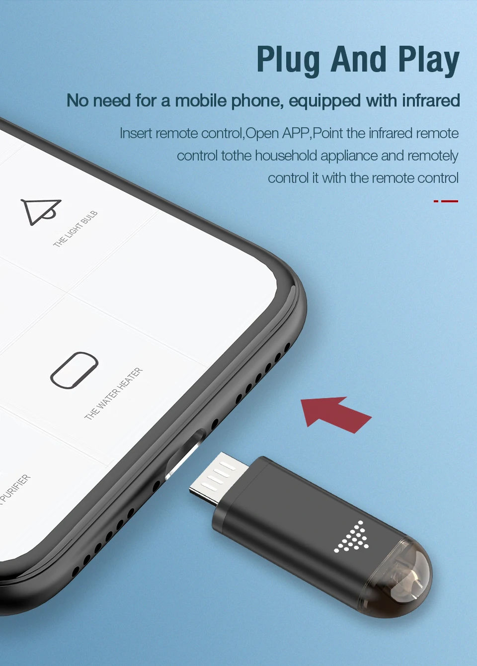 Posugear микро USB интерфейс Универсальный мобильный телефон беспроводной пульт дистанционного управления инфракрасный пульт дистанционного управления Лер для Android tv STB Box