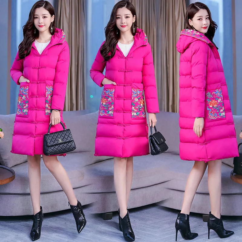 

Fashion Thick Warm Comfortable Slim Fit Slimming Printed Single Breasted Elegant Versatile Cotton Coat