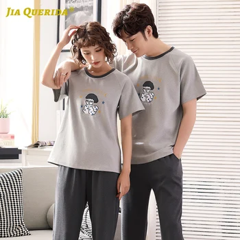 

New Cartoon Printing Pajamas Set Homesuit Homeclothes Fashion Style Crew Neck Sleepwear Short Sleeve Long Pants Smart Casual