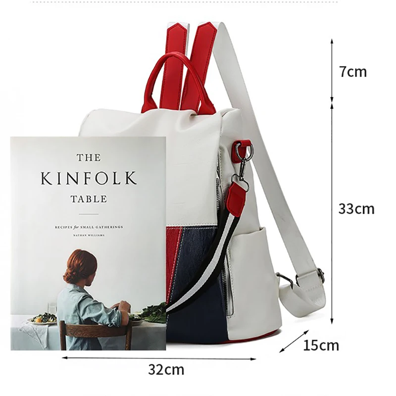 Temperament Ladies Backpacks New Korean Version Fashion Bagpack Pu Contrast Crossbody Bags Personality