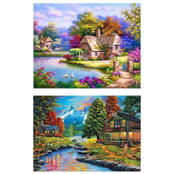 

Full Square Drill Diamond Embroidery Cottage Scenery 5D DIY & 5D Full Drill Diamond Painting Kit,DIY Diamond Rhinestone Painting