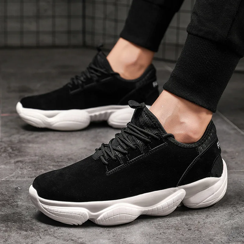 

SOURCE Genuine Leather Athletic Shoes Men's Popular Brand Cool Pigskin Breathable Thick Bottomed Damping Running Shoes Men's