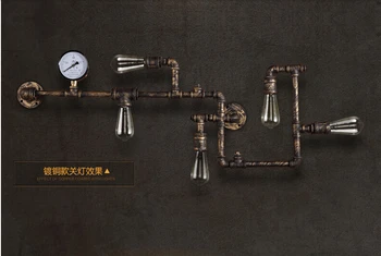 

Water Pipe Wall Lamp Dining Living Room Wall Lamp Vintage Loft Wroguht Iron Edison Light Bar Wall Mounted Industrial E27 Metal