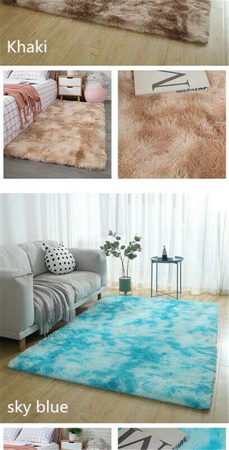 Fashion European Long Hair Bedroom Fur Carpet Bay Window Bedside Mat Washable Personality Blanket Gradient Color Living Room Rug