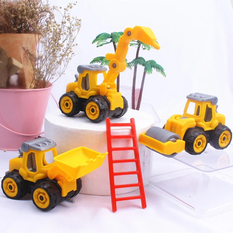 Coche de bloques de construcción de ingeniería para niños, juguetes educativos para niños, puzle de vehículos, ensamblaje de tuercas, excavadora