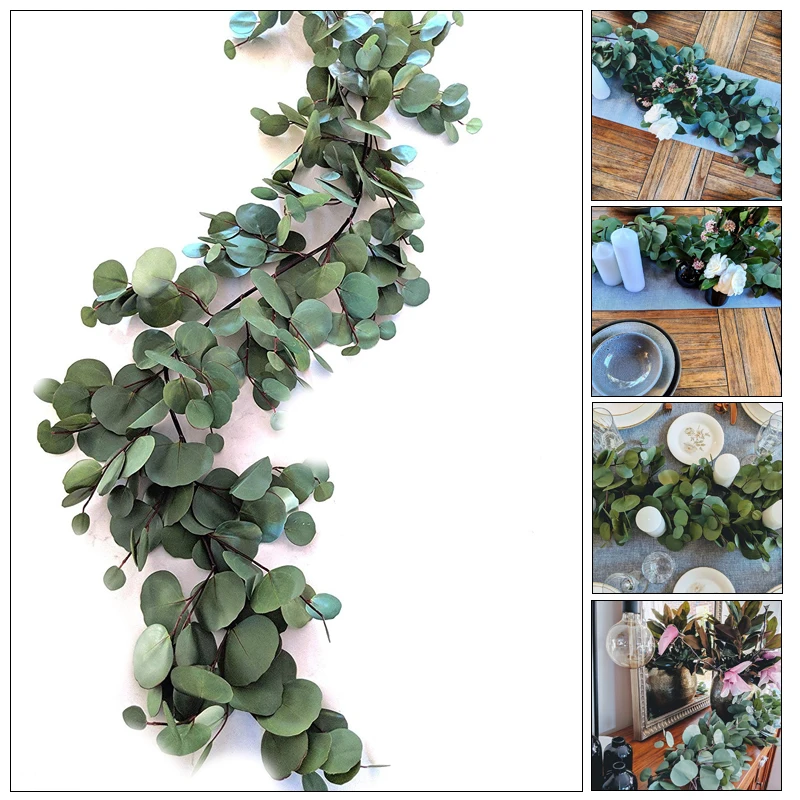 Ornament Party Greenery Simulated Eucalyptus Artificial Plant Artificial InsRattan 2M Photo Props Livingroom Wedding Decoration