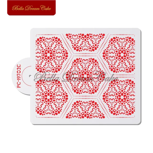 Set Di 6 Stencil Per Decorare Torte - Stampi In Plastica 25x21 Cm Con Motivi A Pizzo