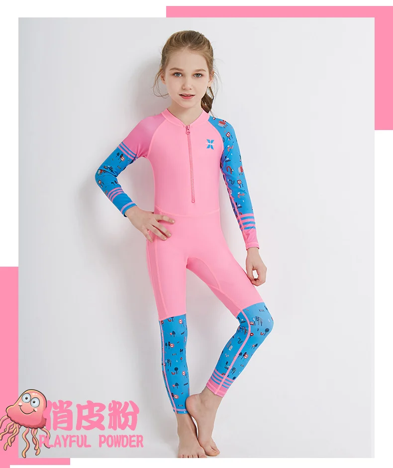 Детский цельный костюм для дайвинга Быстрый гидрокостюм сухого типа UPF50+ одежда для плавания - Цвет: Girl-Pink