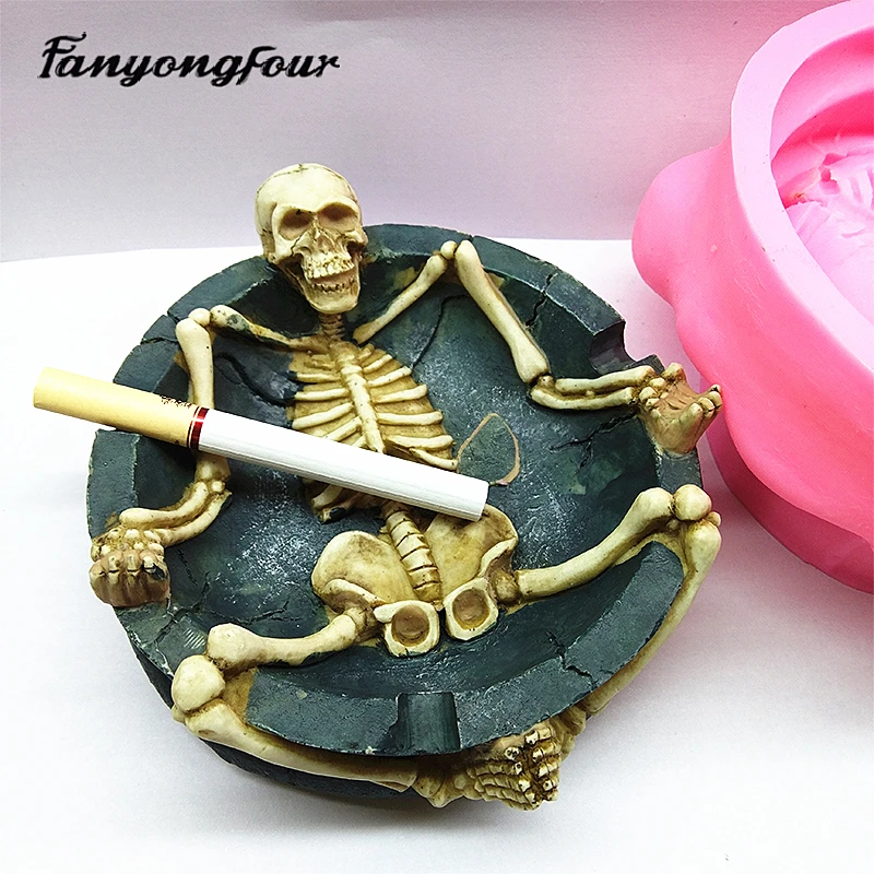 Schedel Asbak Silicone Mold Fondant Cakevorm Hars Gips Chocolade Kaars Snoep Schimmel Gratis Verzending