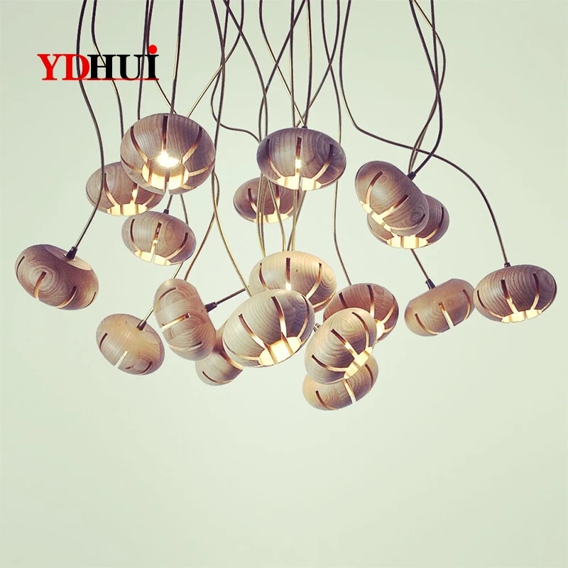 

Original Designer Personality Art Lighting Living Room Simple Modern Restaurant Solid Wood Chandelier