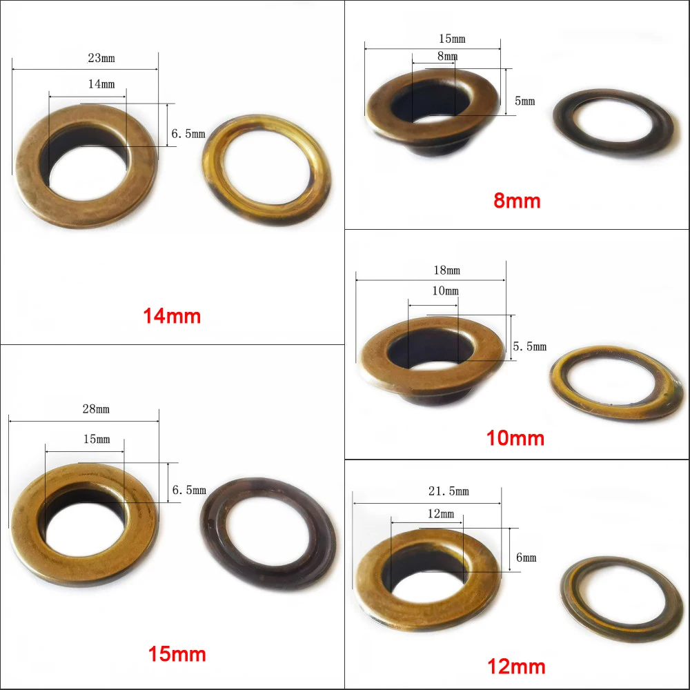 5x100set Occhiello Con Lavatrice Pelle Riparazione Artigianato (Bronzo - Foto 5