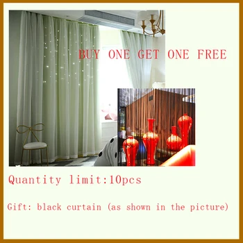 

New Double Layer Blackout Curtain Hollow Stars Polyester High Shading Window Curtains For Living Room Luxury European Home Decor
