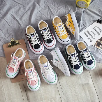 

Children's canvas shoes 2019 spring/Autumn New elastic belt boy's/girl's shoes fashion trend all kinds of kid's casual shoes