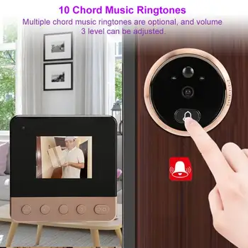 

Night Vision Doorbell 2.8in Display Screen Smart Motion Detection Infrared Night Vision Electronic Video Doorbell door bell