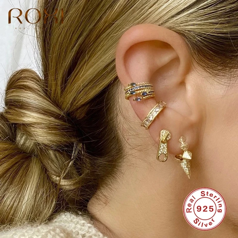 

ROXI Creative Zipper Zircon Crystals Stud Earrings for Women Girls Piercing Birthday Wedding Earrings 925 Sterling Silver Earing