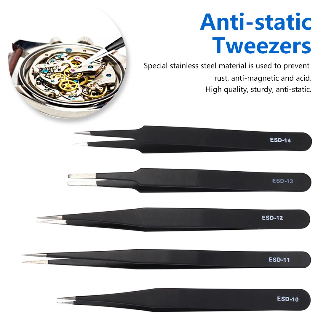 

Cleaning Anti-static Tweezers Electronic Factory Patch Plug-in Special Curved/Straight Port 3D Printer Tools Stainless Steel