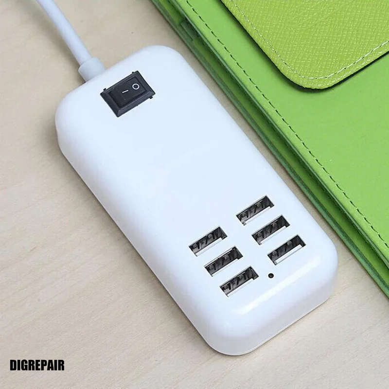 

6-Ports USB Charger Table Smart Adapter with LED Light 5V/3A Fast Charging for iPhone X 8 iPad Samsung Mobile Phone charging