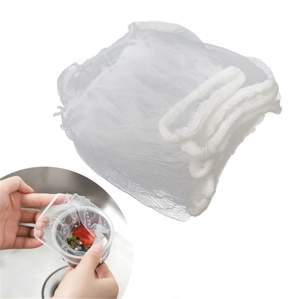 100/200 Pcs Kitchen Sink Filter Sink Drain Hole Trash Strainer Bag Mesh Disposable Garbage Bag Filter Wash Basin Bag Accessories kitchen suction cup sink trash bag holder clip on deodorant trash bag holder kitchen stuff kitchen accessories organizer