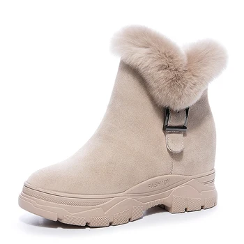 

Leather Platform Shoes Woman Booties Snow Boots Women Boot Woman Winter 2020 Fashion Ankle Boots for Women's Shoes Bottine Femme