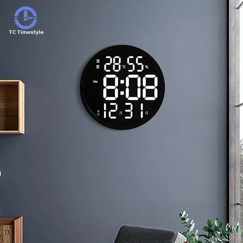 Smart 12 Inch In Designs Round Wall Clock & Thermometer With LCD Display 