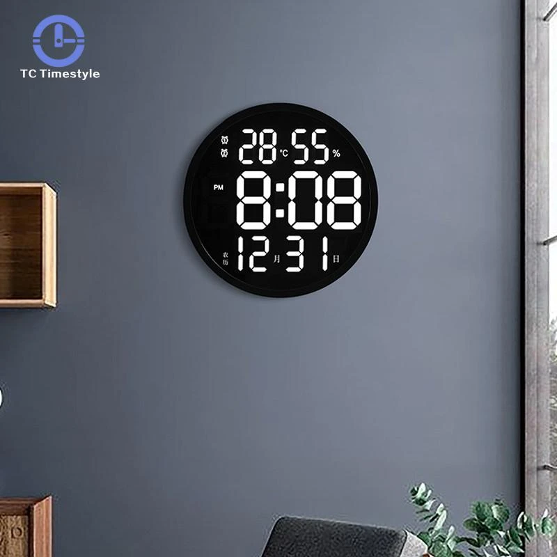 LED Large Number Digital Smart Wall Clock Temperature And Humidity Display Electronic Clock Modern Design Home Decoration