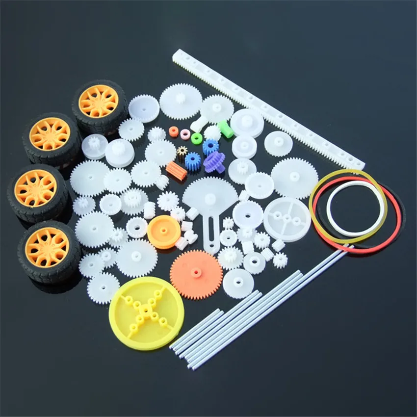 Model Gear Kit motor gear transmission gear Motor Axles Tires Bushings Copper Gears Bevels Racks Accessories For DIY Toy Car Gears Model Parts 78pcs/set