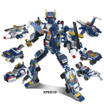 

XIPOO 397pcs Robot Mech Series of 6-Fit Armour Police Straight Variable Educational Science Creative Building Blocks Toy