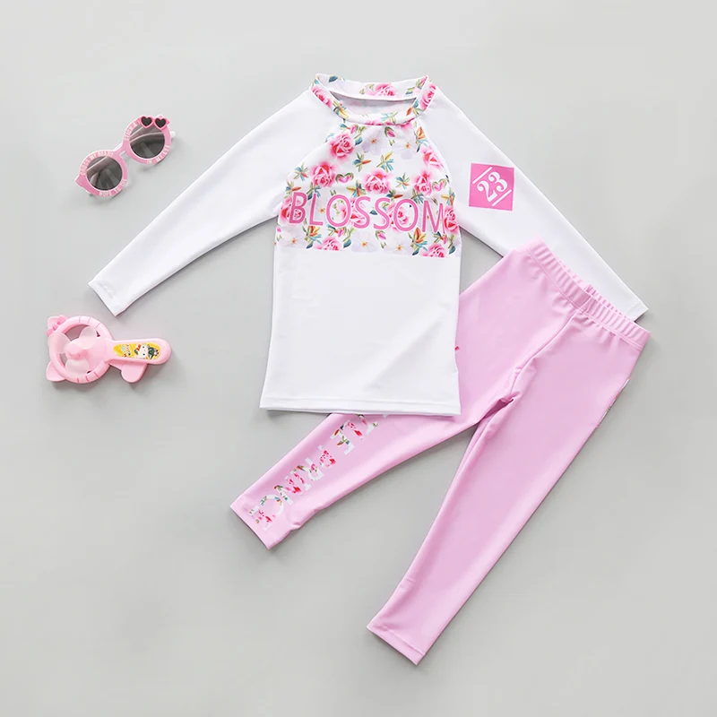 Children's Swimsuit Big Girl Long Sleeve Trousers Swimsuit Diving Sunscreen Quick Drying Children's Beach