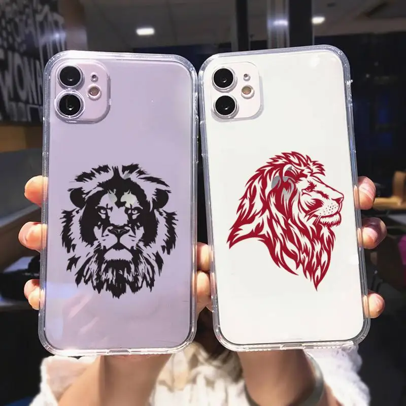 Чехол для телефона с животным львом iPhone 11 12 Mini 13 Pro XS Max X 8 7 6s Plus 5 SE XR прозрачный