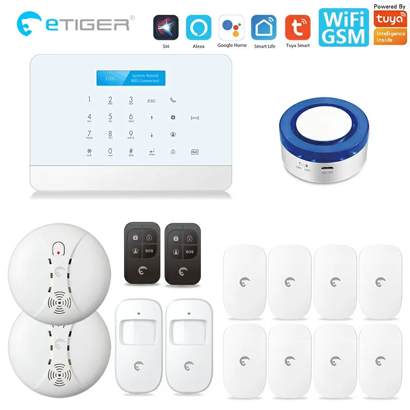 TY-S6-O ETiger TY-S6, профессиональная сигнализация Tuya, система безопасности, умный дом, wifi, GSM домашняя система охранной сигнализации, ip-камера Alexa Google home - Цвет: TY-S6-O