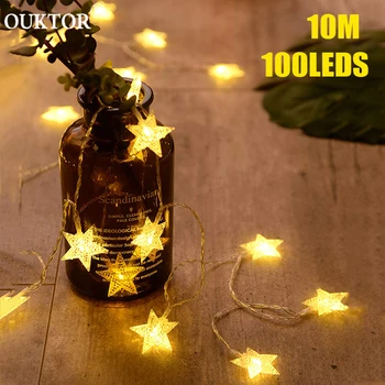 

3M/6M/10M Led Star Shaped Lights LED Fairy String Lights Christmas Decoration Lights Indoor for Home Holiday Party Wedding