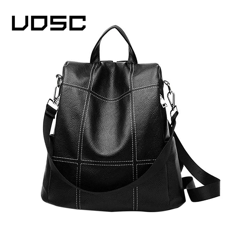 UOSC Vintage Leather Backpacks Female Travel Shoulder Bag Mochilas Women Backpack Large Capacity Rucksacks For Girls | Багаж и сумки