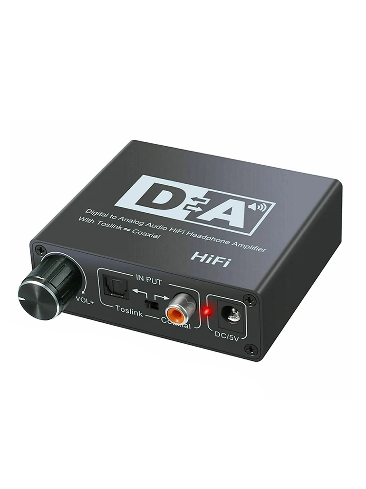 24 Bit Digital to Analog Converter 3 5 Jack RCA DAC Spdif Amplifier Decoder Optical Fiber Coaxial For Headphone With Volume Knob