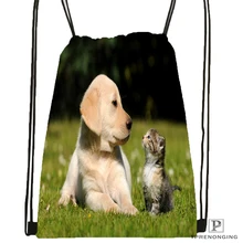 Сделанные на заказ классические Йоркширский терьер походная сумка на шнурке милый рюкзак для детей(черная спинка) 31x40 см#180531-02-28