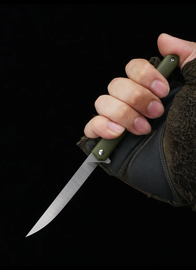 OLITANS Folding Pen Knife D2 Tanto Blade Pocket Knife G10 Handle