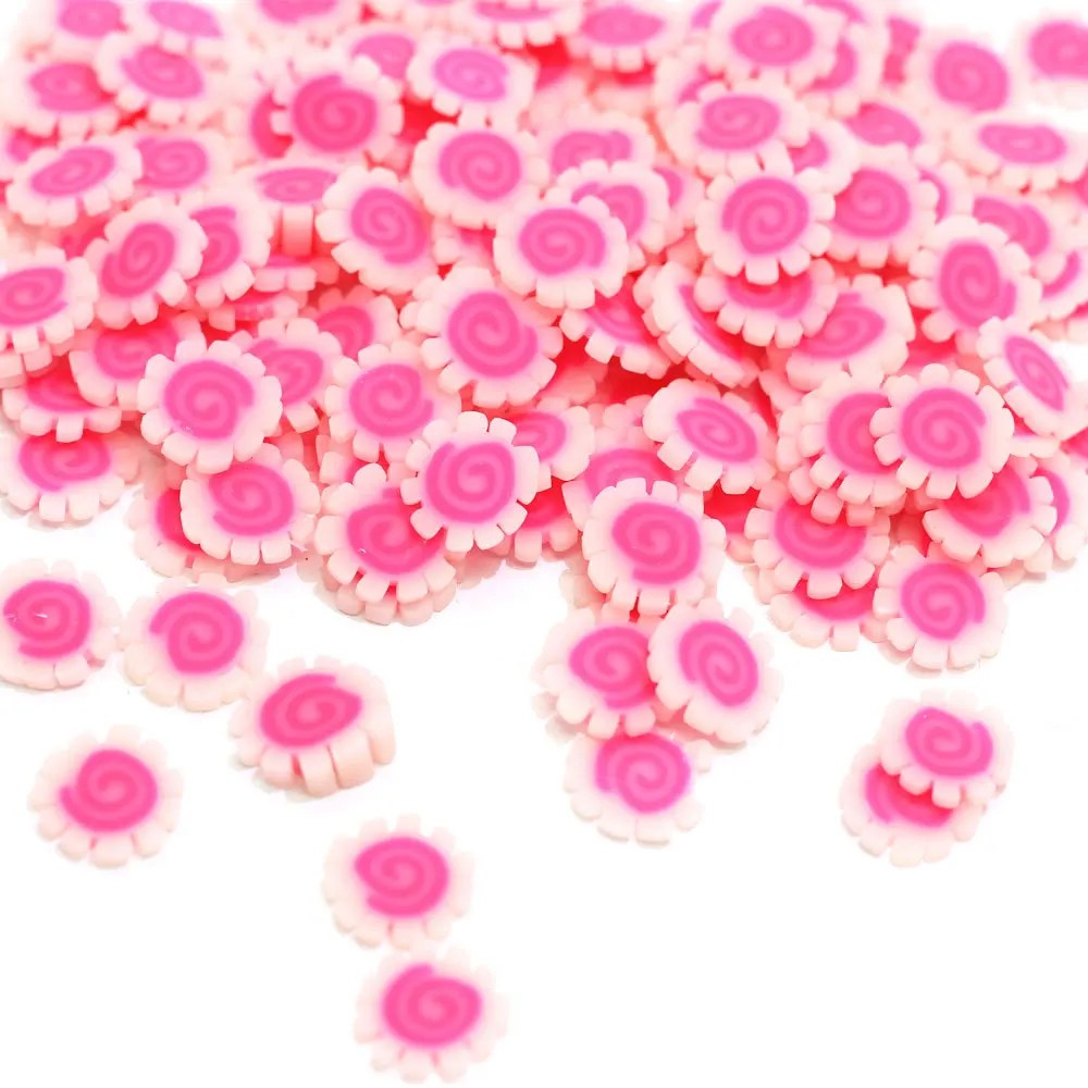 30 шт. мини розовые цветы ломтик полимерная мягкая глина посыпка для ремесленничество "сделай сам" с украшением в виде кристаллов грязь слизи заполнения Материал 10 мм - Цвет: 10X10X1mm