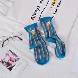 Cozy Cartoon Inspired Plaid and Striped Socks - One size (5)