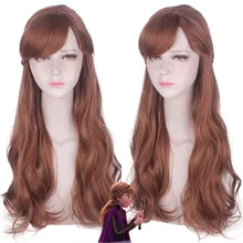 Принцесса парик Анны косплей женщина 70 см длинные кудрявые коричневый парик косплей аниме парик термостойкие синтетические парики Хэллоуин