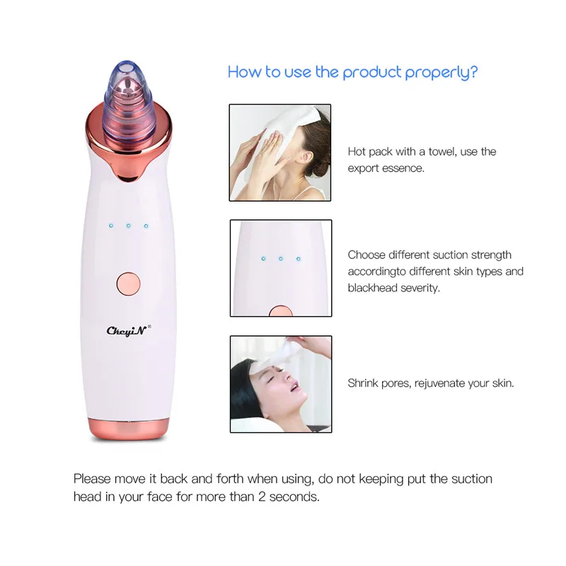 CkeyiN Blackhead Remover Vacuum Pore Vacuum Cleaner Face Acne Comedone Extractor Tool + Warm Mist Facial Steamer Face Brush 50