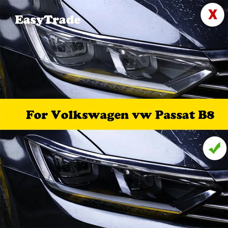 Для Volkswagen VW Passat B8 2017 2018 2019 2020 ТПУ черная пленка для фар автомобиля защитная против