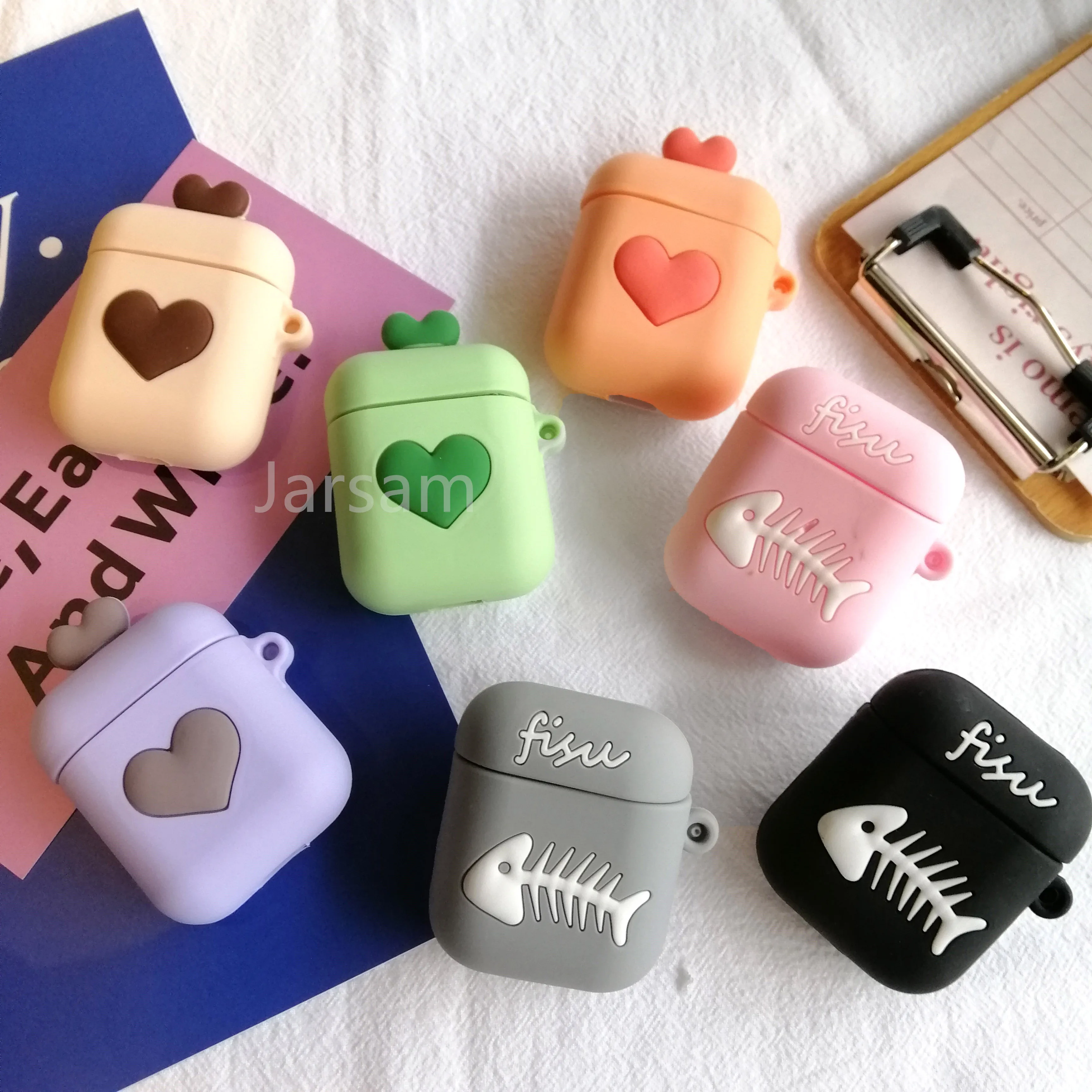 Милый чехол для беспроводной гарнитуры с мультипликационным принтом Love box Airpods 1 2