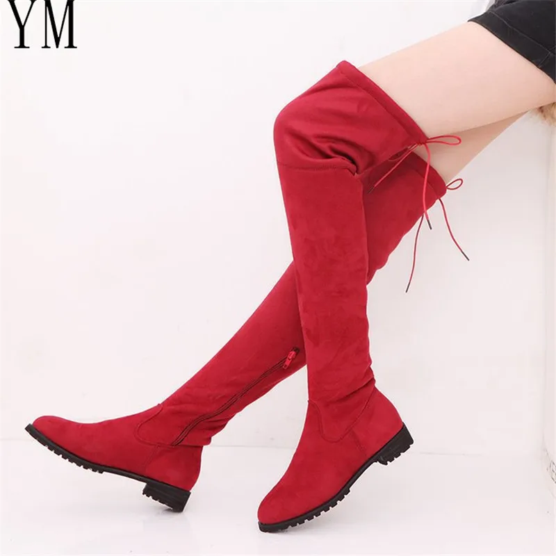 Side zip Thigh High Boots Female Winter Boots Women Over the Knee Boots Flat Stretch Sexy Fashion Shoes New Lace-up Riding Boots Side zip Thigh High Boots Female Winter Boots Women Over the Knee Boots Flat Stretch Sexy Fashion Shoes New Lace-up Riding Boots