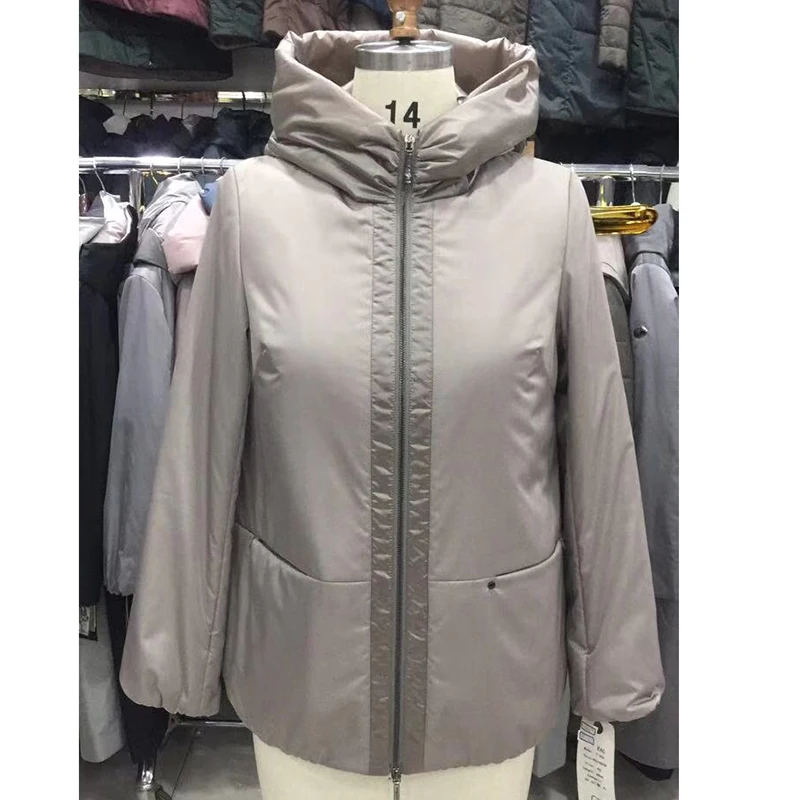 

women spring and autumn coat parka jacket hooded High-grade fabric new fashion zipper 653-7