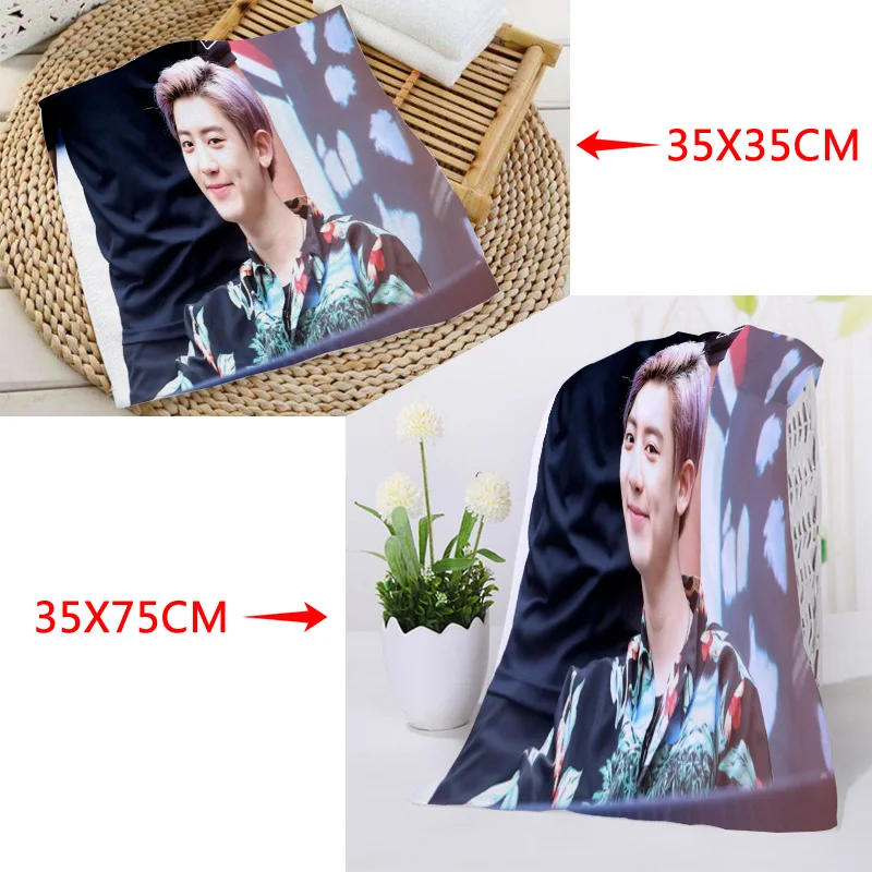 35x35 см 35x75 полотенца на заказ KPOP EXO Park Chanyeol квадратные с принтом из микрофибры