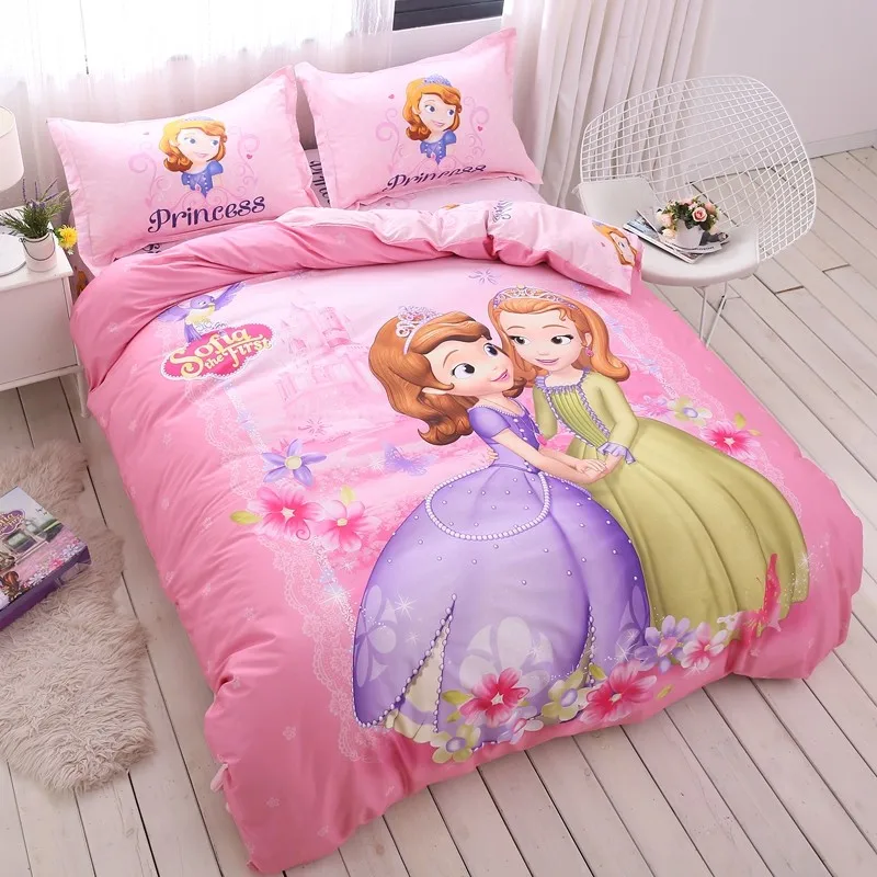 Disney Sofia Princess Cartoon Cotton Bedding Set Girls Bedroom Decor Twin  Queen Size Bed Sheets Quilt/Duvet cover 3pcs no Filler