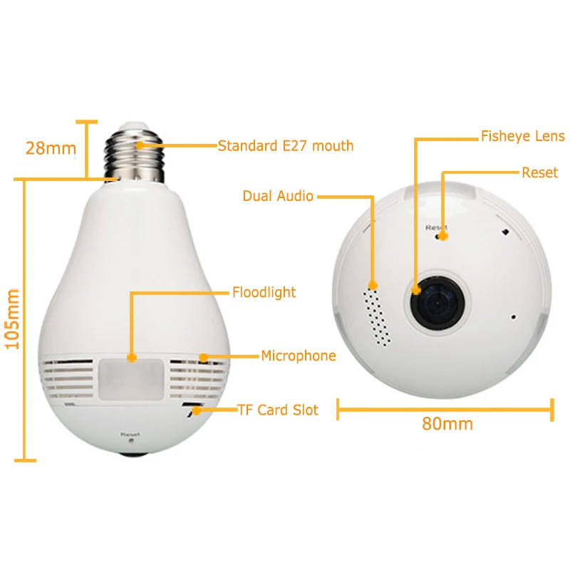 Ламповый светильник, беспроводная ip-камера, Wifi, рыбий глаз, 960 P, 1080P HD, Мини CCTV VR 360, видеокамера, 1.3MP, Домашняя безопасность, WiFi камера, панорамная