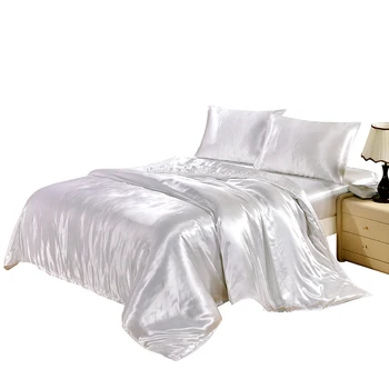 

Simulation silk quilt cover European and American explosions bedding solid color standard size home textile simulation silk quil