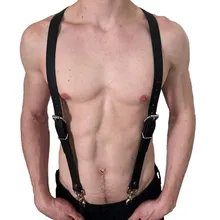 Кожаный Фетиш гей нагрудный ремень мужские Регулируемые ремни подтяжки ремни ремень панк Рейв экзотические топы для БДСМ бондаж гей