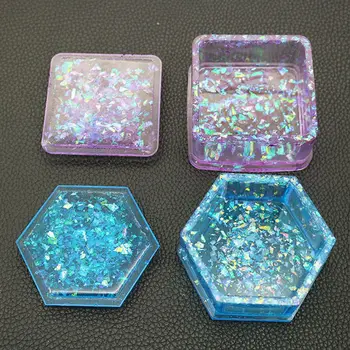 

Hexagon Storage Box Epoxy Mould Crystal UV Mirror Handmade DIY Table Desktop Decoration Making Plum Square Round Silicone Mold